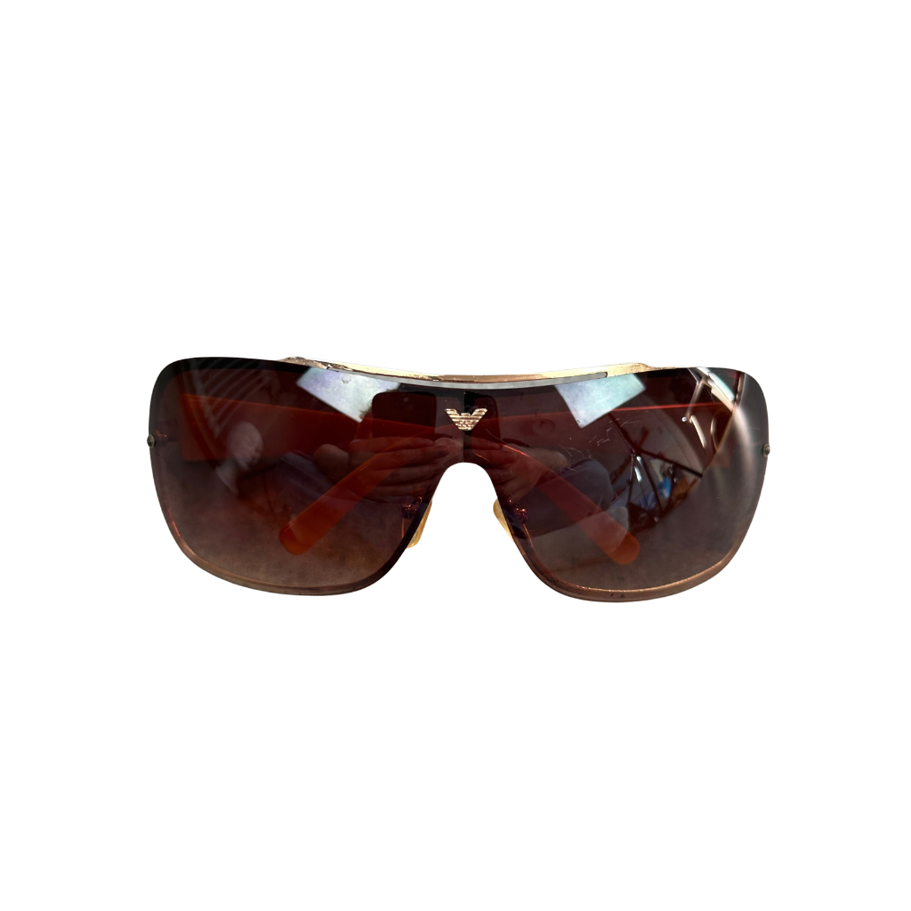Vintage Emporio Armani Shield Sonnenbrille | Yellow / Brown | Y2K 2000s