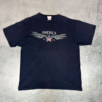 Y2K America T-Shirt Dunkelblau (L)