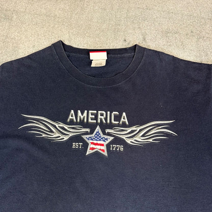 Y2K America T-Shirt Dunkelblau (L)