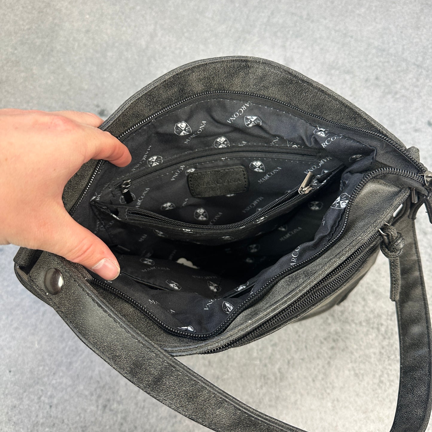 Graue Vintage Handtasche