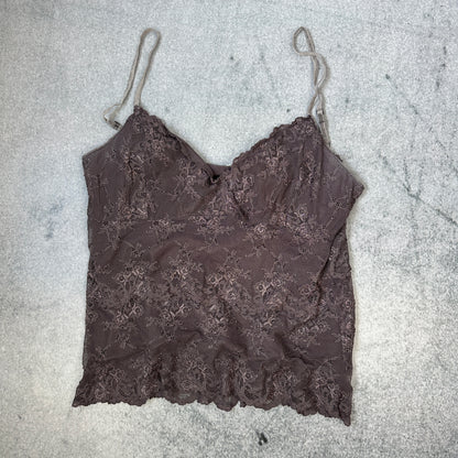 Damen Spitzen-Top mit verstellbaren Trägern Braun (M)