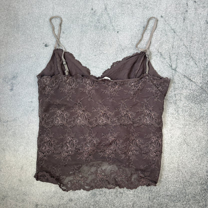Damen Spitzen-Top mit verstellbaren Trägern Braun (M)