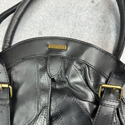 Stefano Echtleder Handtasche Schwarz (neu & unbenutzt) - Y2K Damenhandtasche
