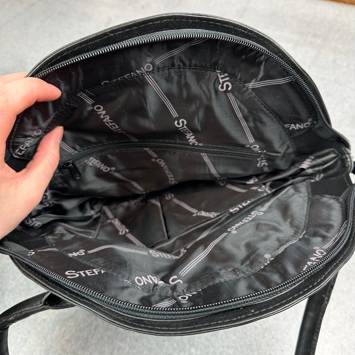 Stefano Echtleder Handtasche Schwarz (neu & unbenutzt) - Y2K Damenhandtasche