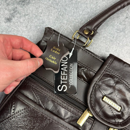 Stefano Echtleder Handtasche Braun (neu & unbenutzt) - Y2K Damenhandtasche