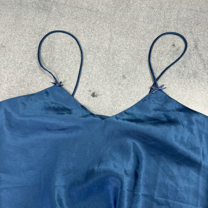 Satin Cami Top Dunkelblau – Y2K Spaghettiträger Top (38/40)