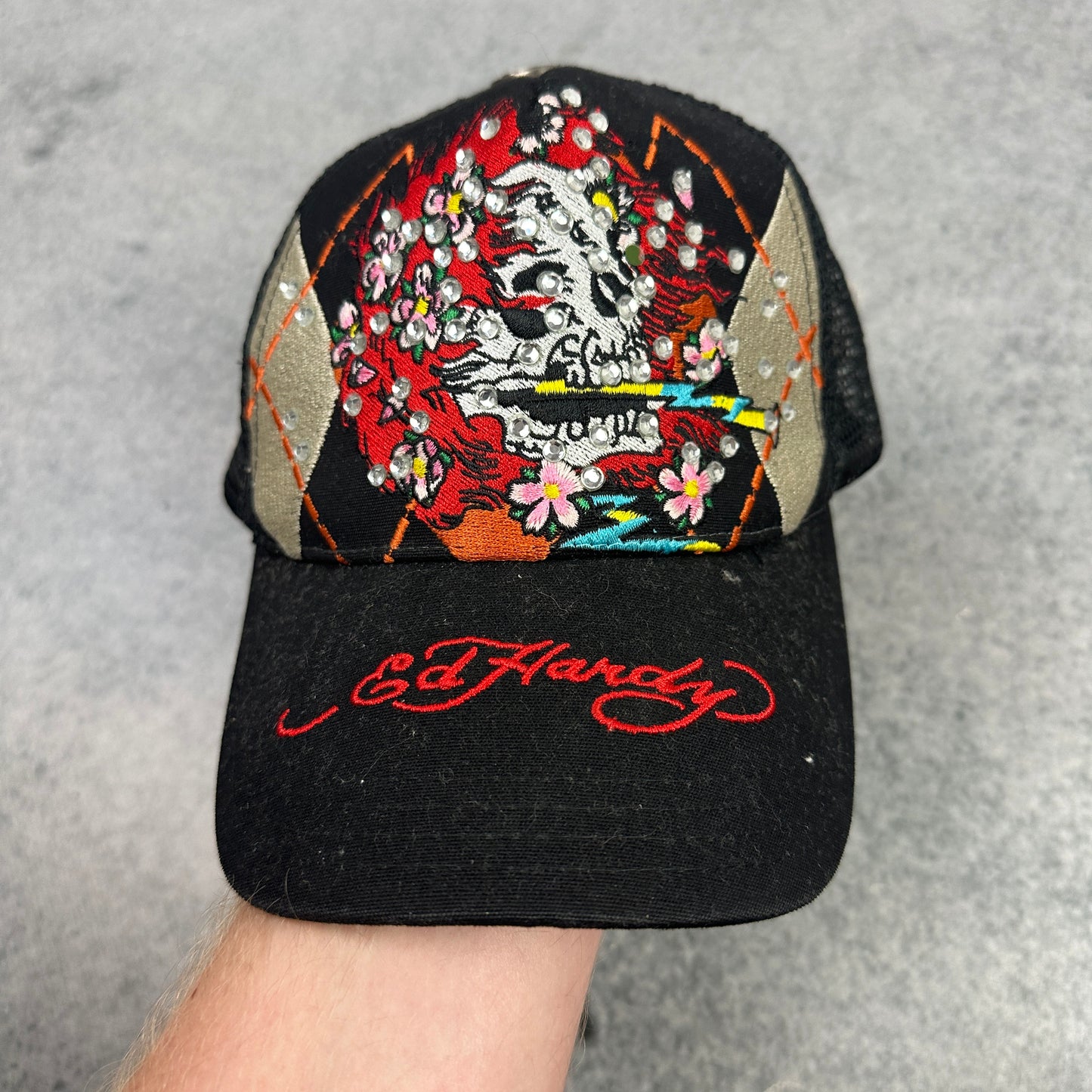 Y2K Ed Hardy Cap Schwarz