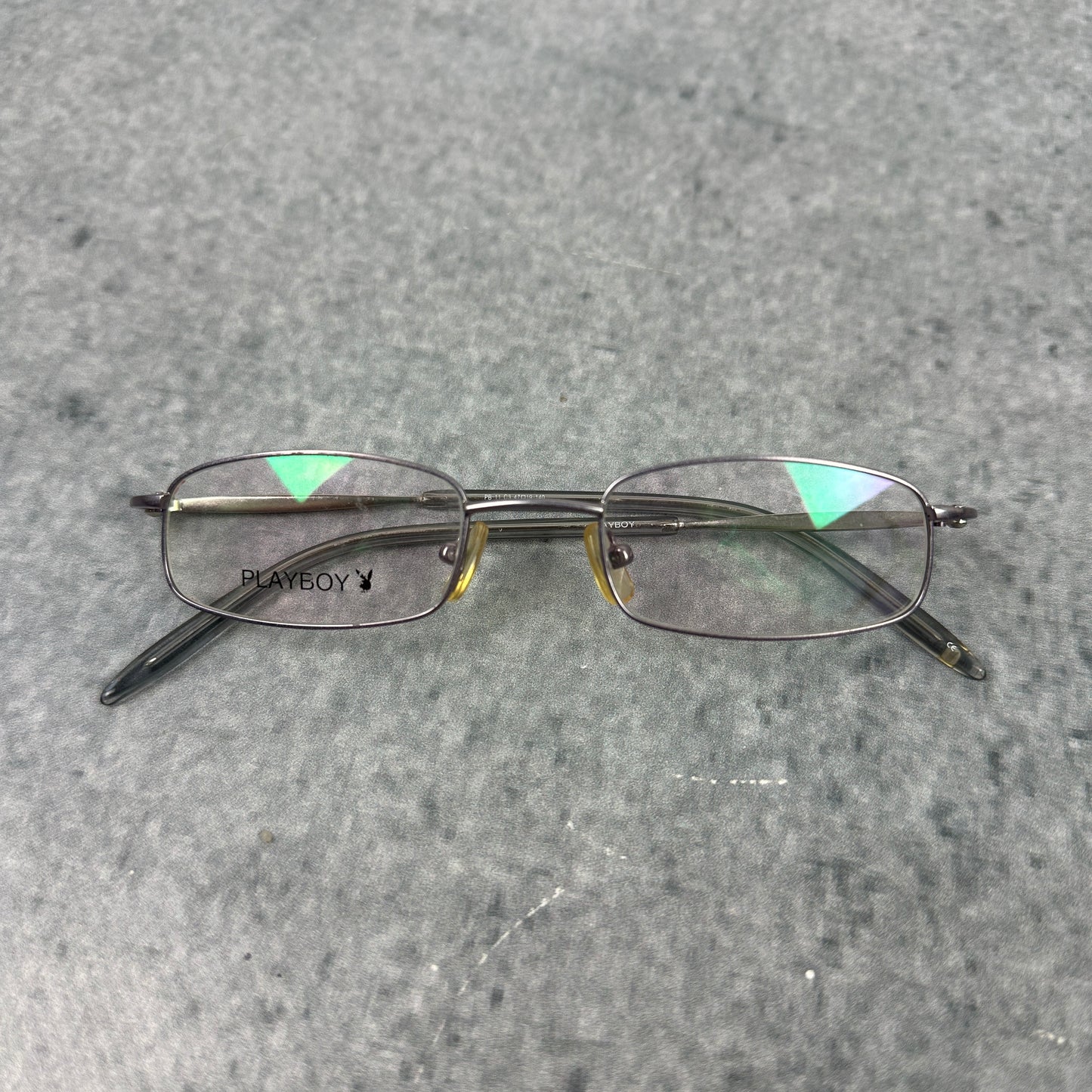 Vintage Playboy Y2K Brille Silber Metall Frame Narrow Rectangle 2000s (keine Sonnenbrille)