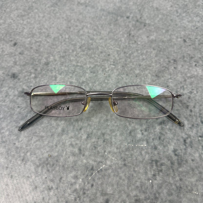 Vintage Playboy Y2K Brille Silber Metall Frame Narrow Rectangle 2000s (keine Sonnenbrille)