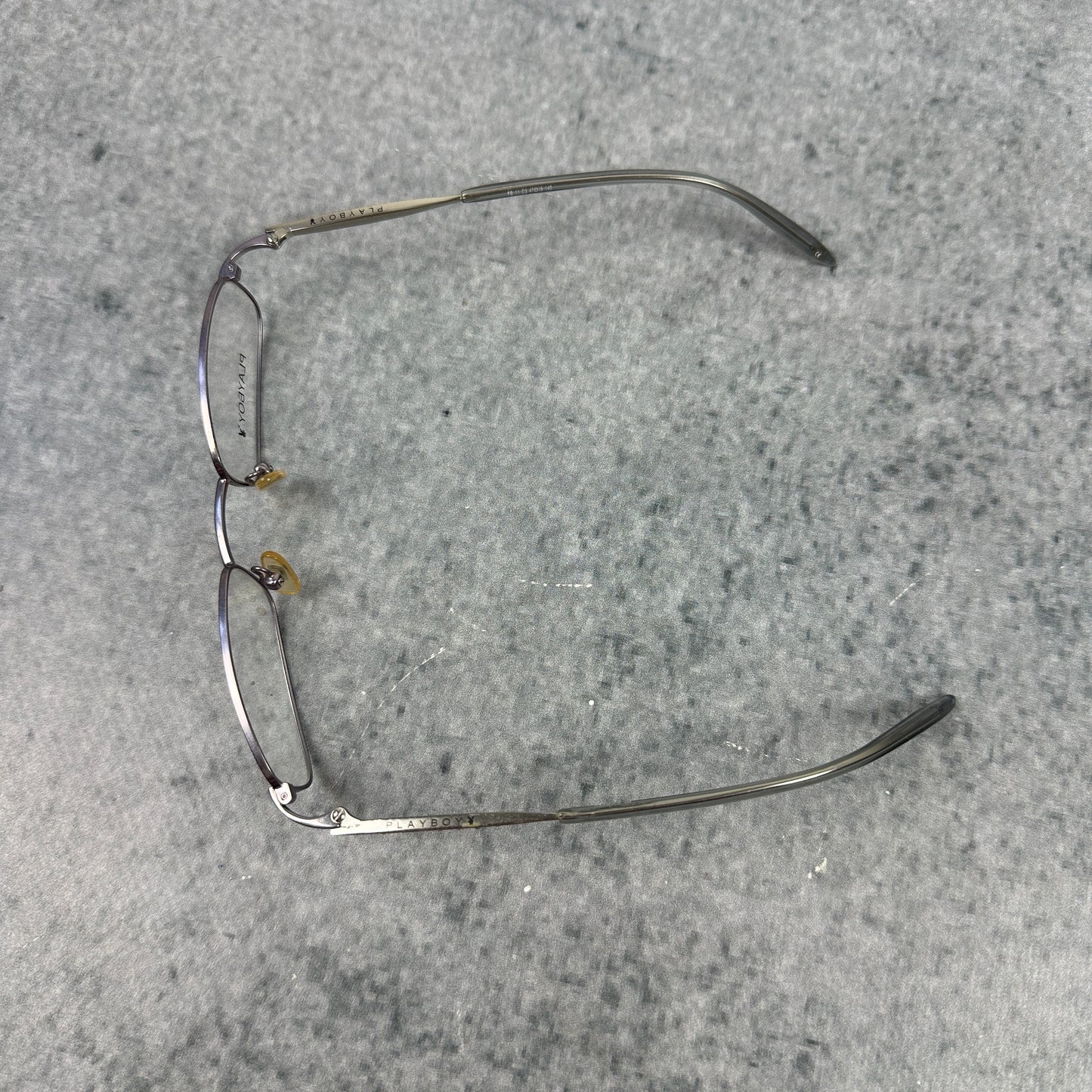 Vintage Playboy Y2K Brille Silber Metall Frame Narrow Rectangle 2000s (keine Sonnenbrille)