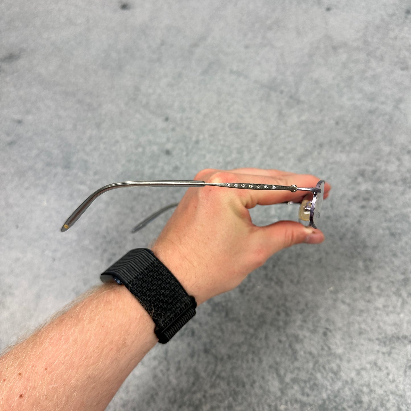 Vintage Playboy Y2K Brille Silber Metall Frame Narrow Rectangle 2000s (keine Sonnenbrille)