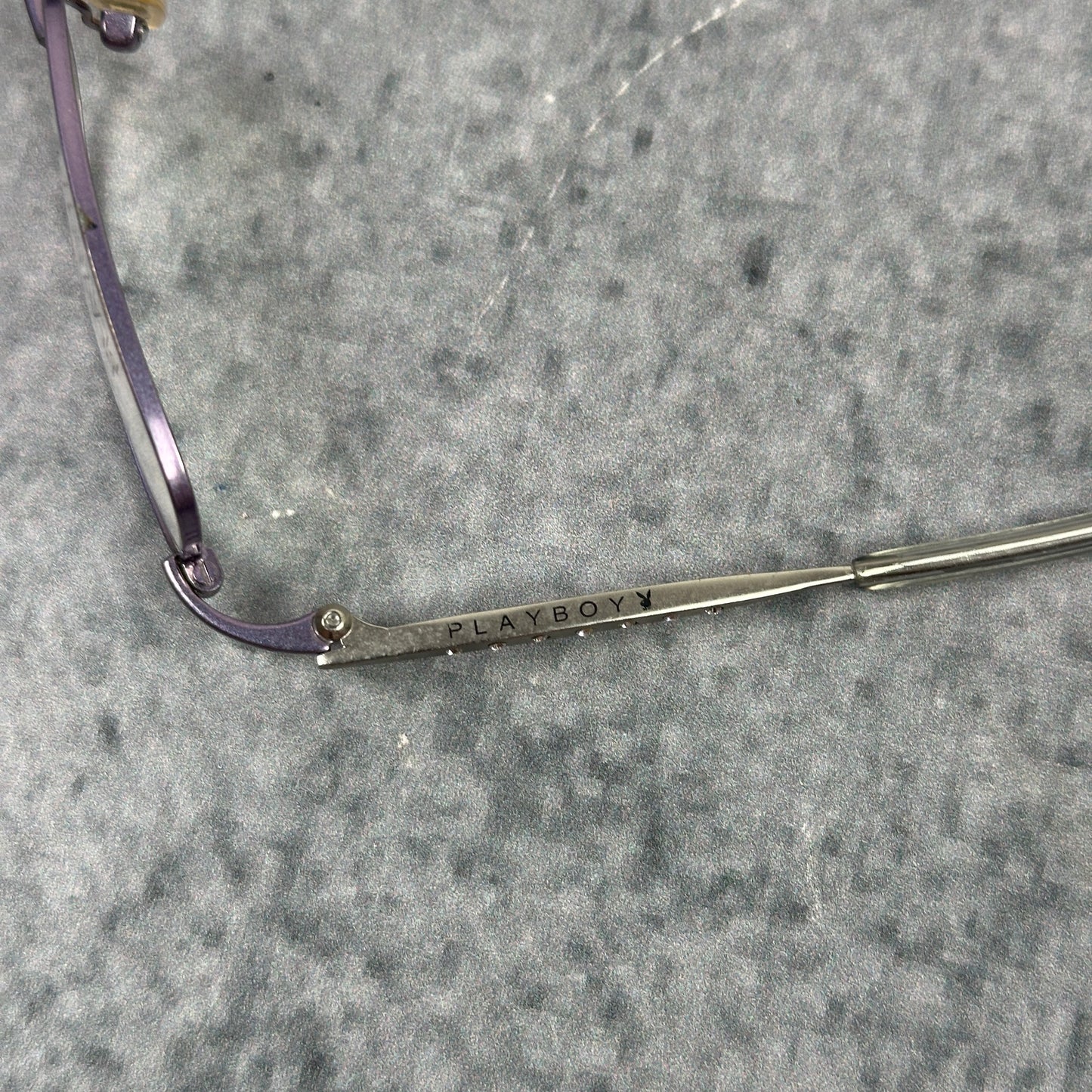 Vintage Playboy Y2K Brille Silber Metall Frame Narrow Rectangle 2000s (keine Sonnenbrille)