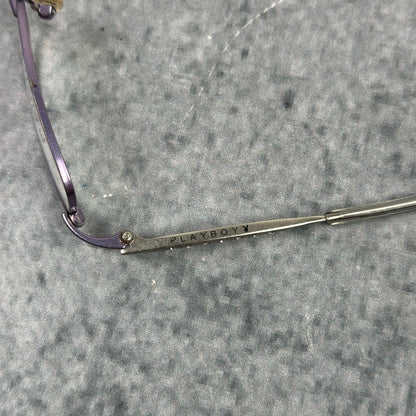 Vintage Playboy Y2K Brille Silber Metall Frame Narrow Rectangle 2000s (keine Sonnenbrille)