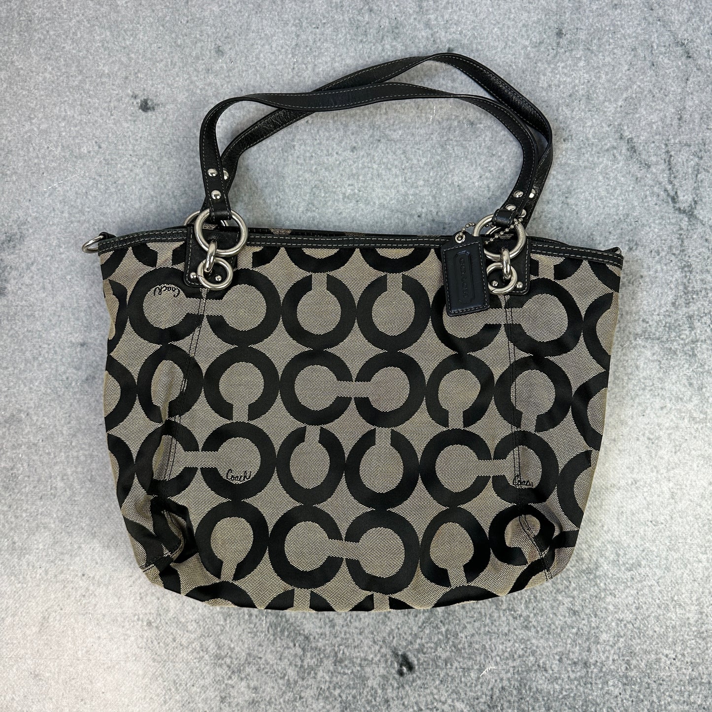 Vintage Coach Handtasche Monogram Grau