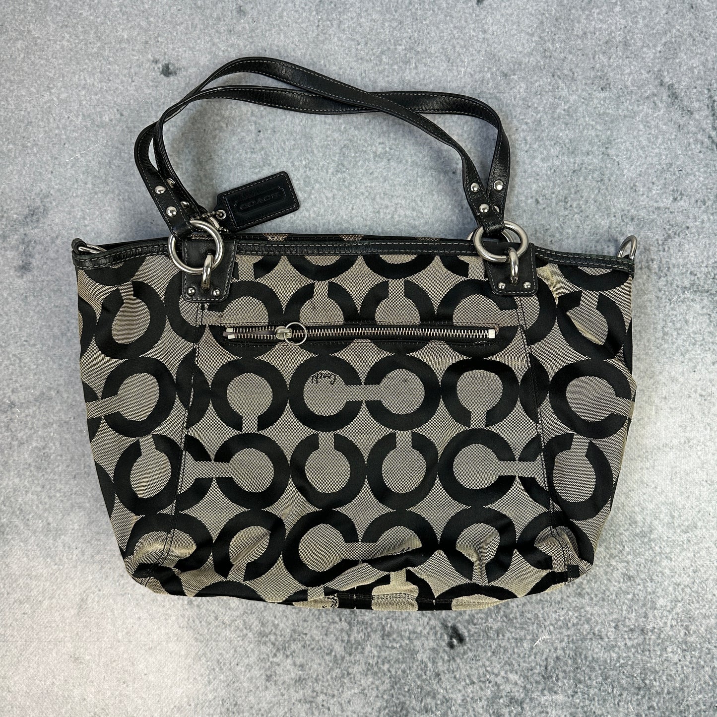 Vintage Coach Handtasche Monogram Grau