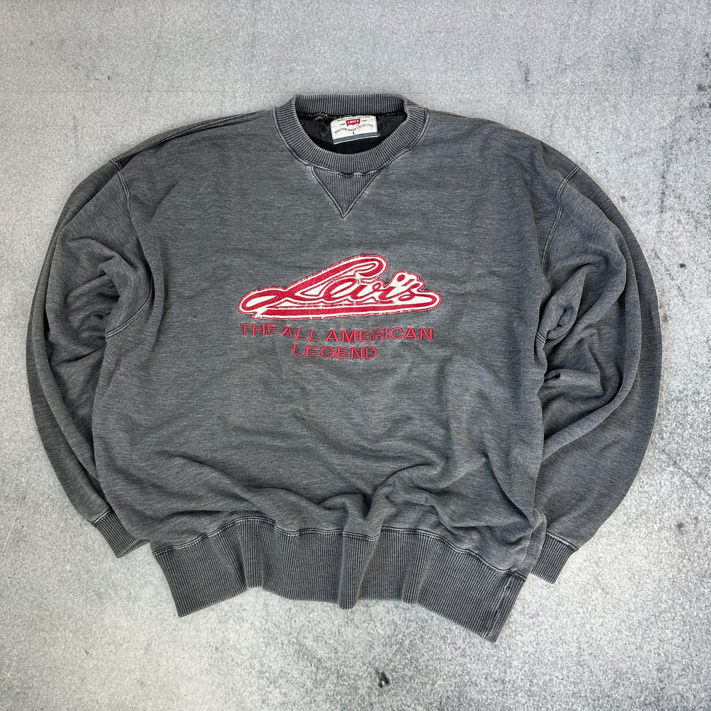 Vintage 1990 Levis Big Logo Sweater Grau (L)