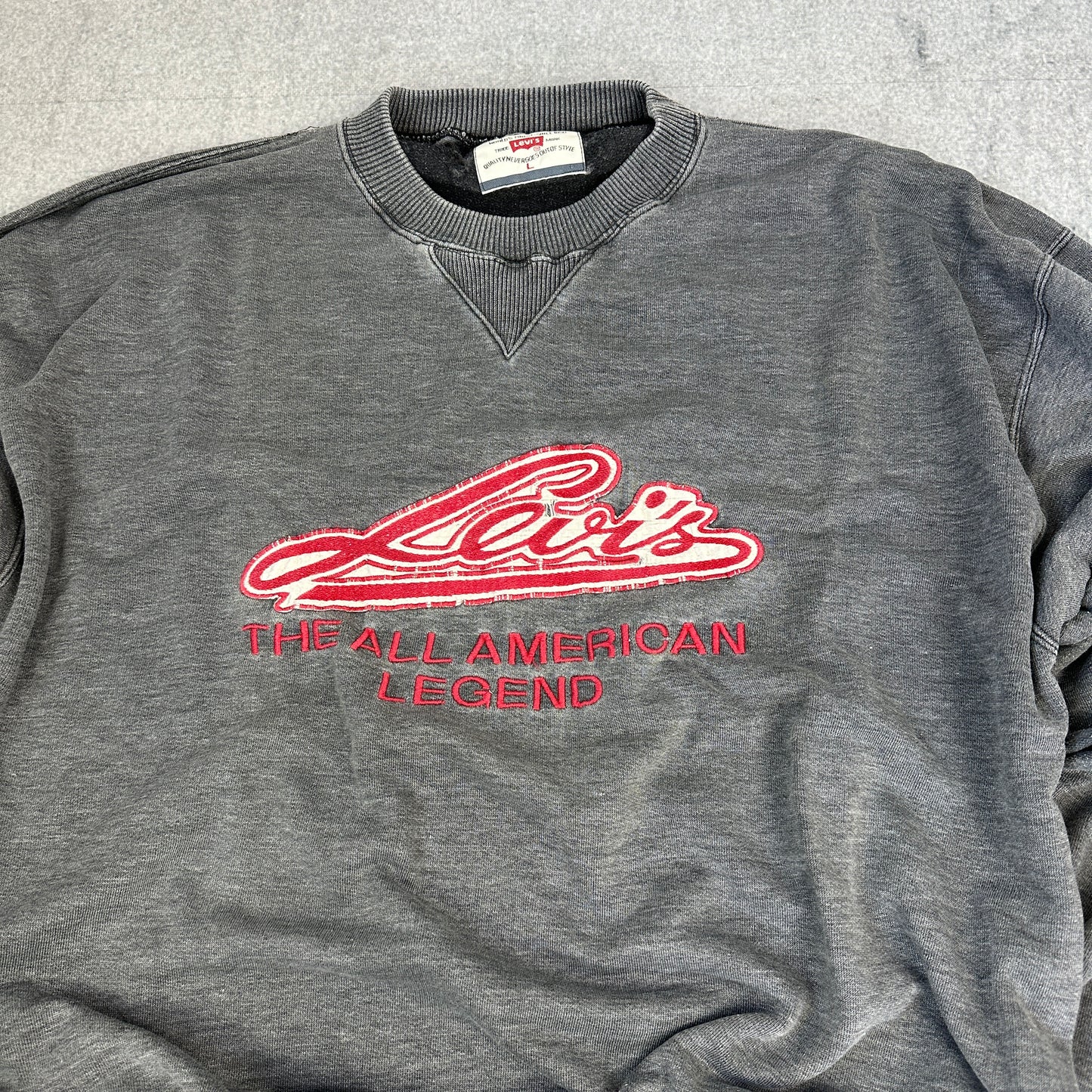 Vintage 1990 Levis Big Logo Sweater Grau (L)