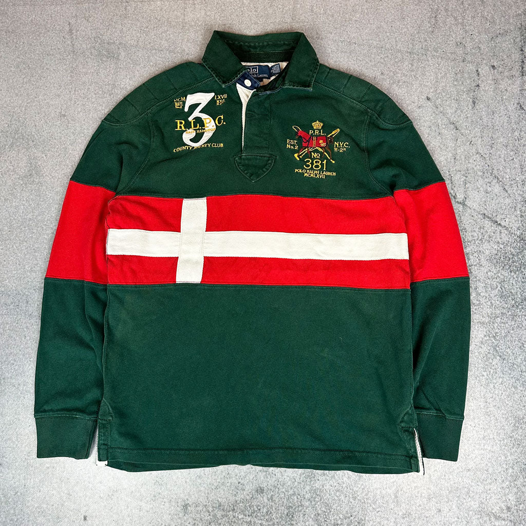 Vintage 90er Jahre Polo Ralph Lauren Rugby Sweater Dänemark (S)