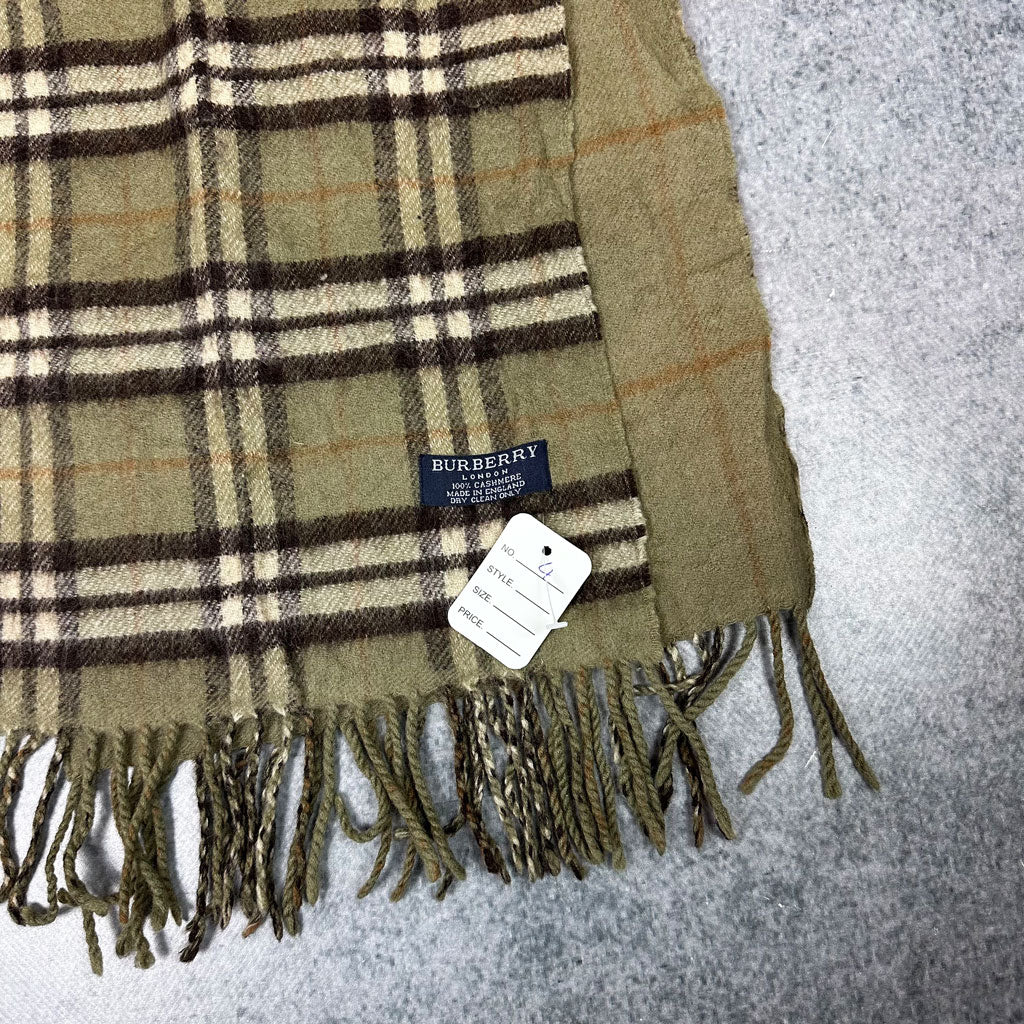 Vintage Burberry Cashmere Schal Grün