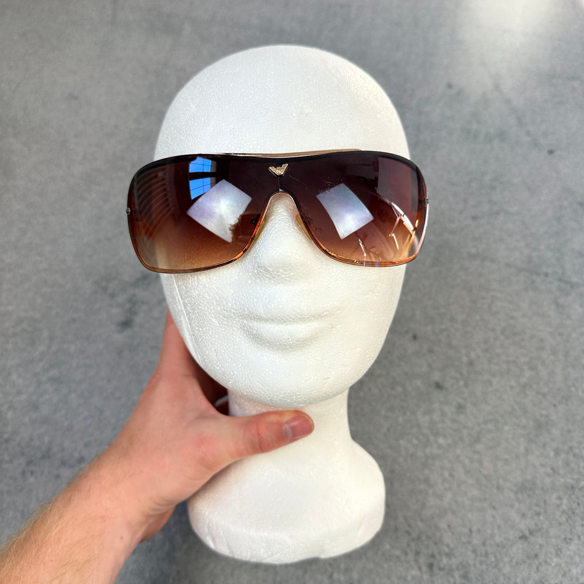 Vintage Emporio Armani Shield Sonnenbrille | Yellow / Brown | Y2K 2000s