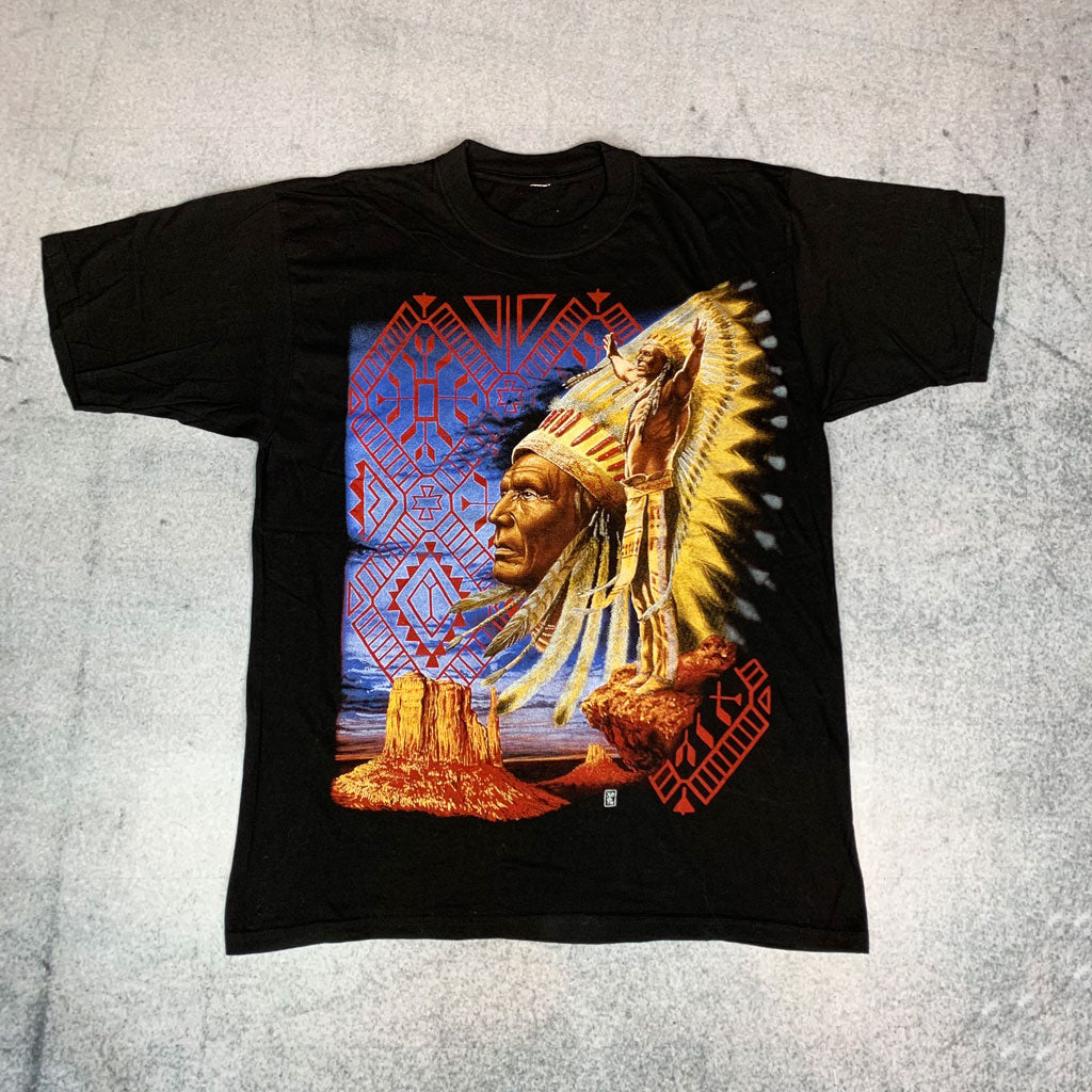 Vintage 1994 Native American T-Shirt Schwarz (L)