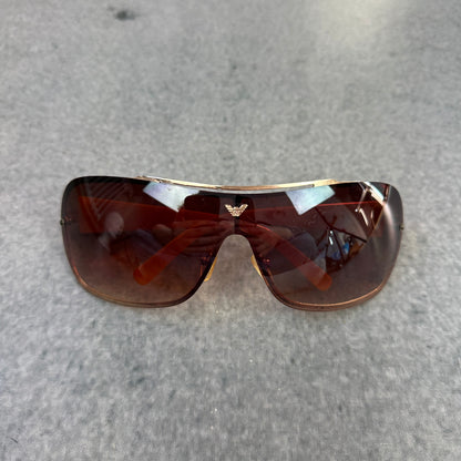 Vintage Emporio Armani Shield Sonnenbrille | Yellow / Brown | Y2K 2000s