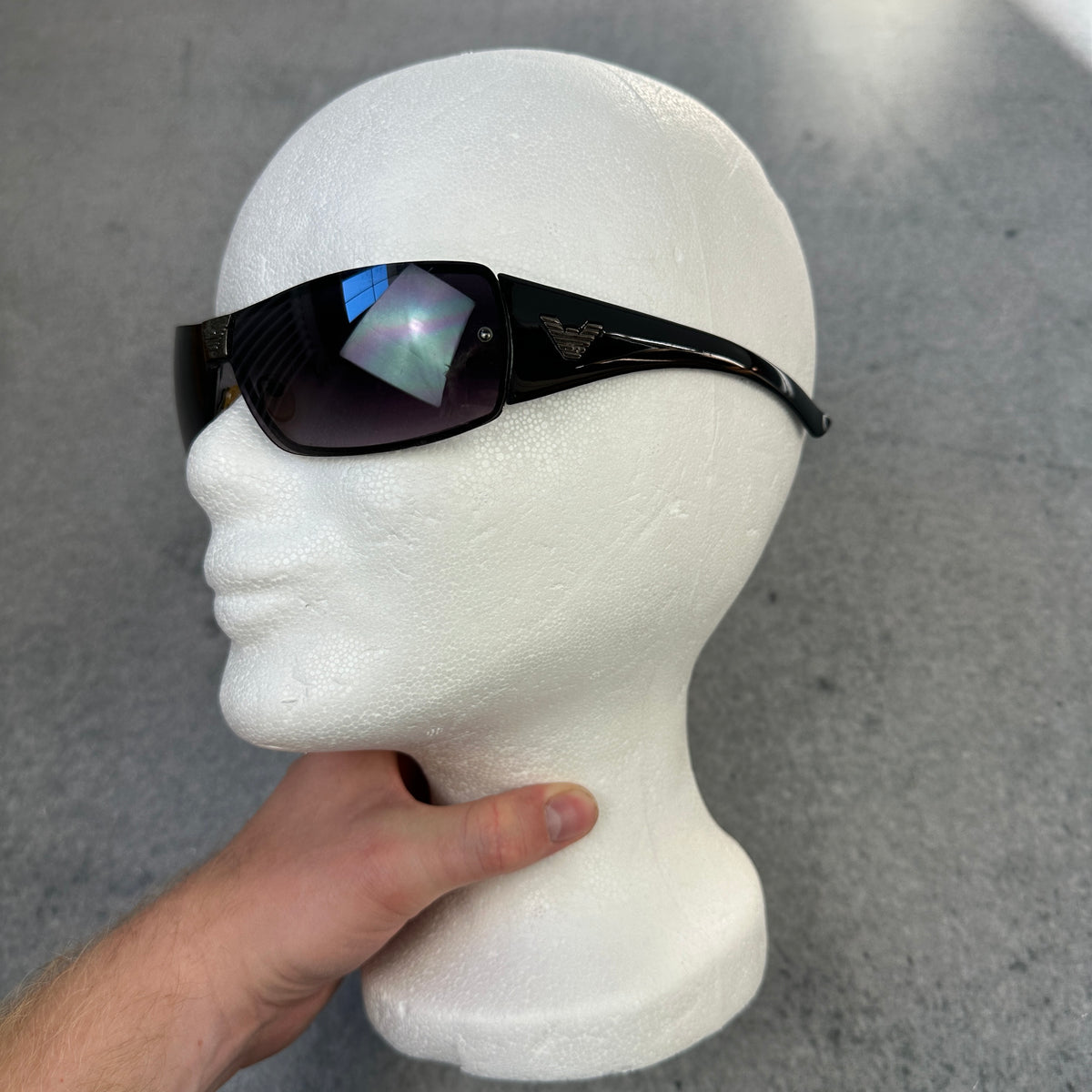 Vintage Emporio Armani Shield Sonnenbrille | Y1001 | Black | Y2K