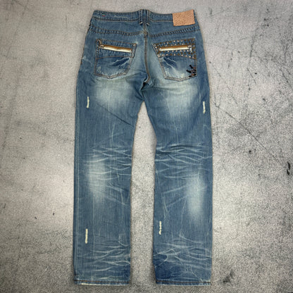 Justing Y2K Distressed Jeans Washed Blue (34)
