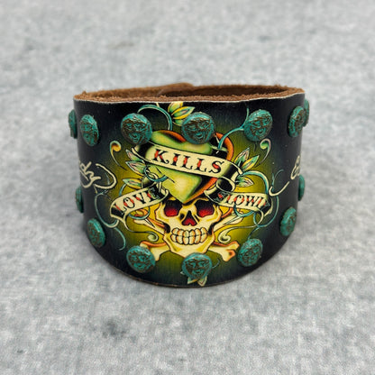 Ed Hardy Love Kills Slowly Leather Cuff Bracelet