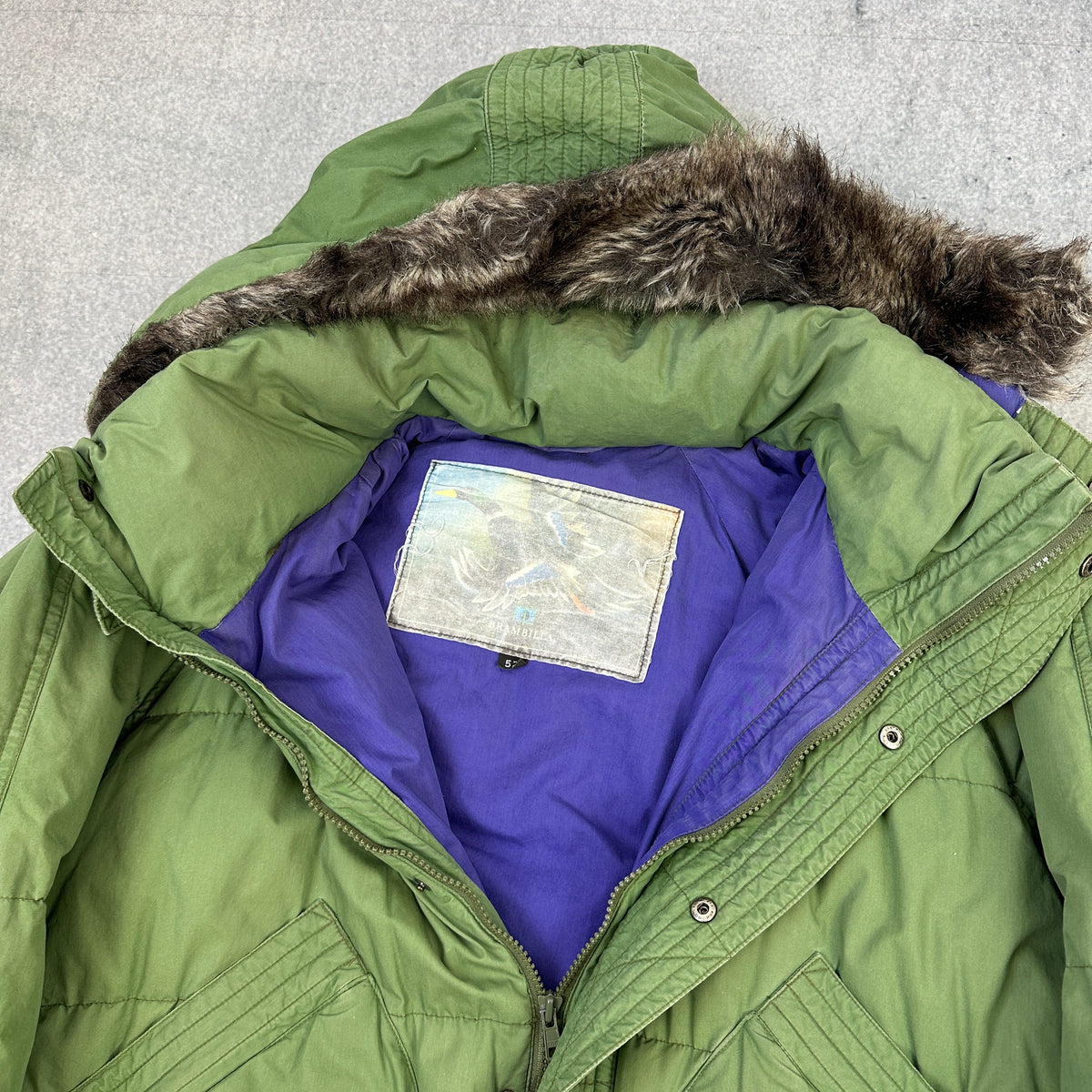 Vintage Brambilla Down Puffer Jacket Fur Hood 80s 90s (L-XL)