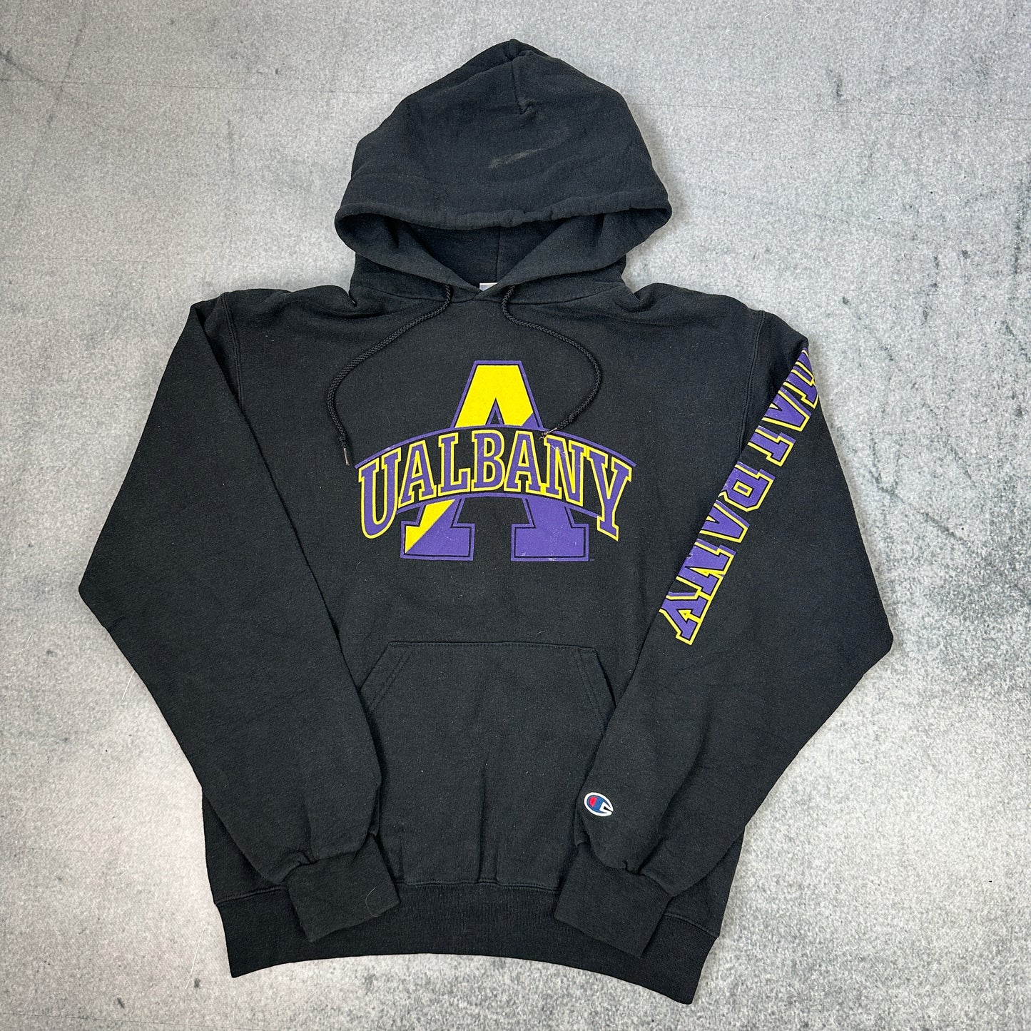 Vintage Ualbany Champion College Hoodie Schwarz (M)