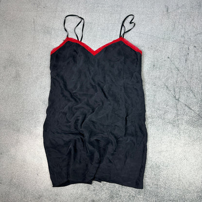 Y2K Slip Dress Schwarz-Rot – August Moon (M)