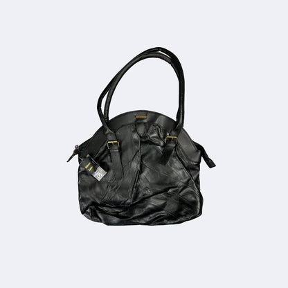 Stefano Echtleder Handtasche Schwarz (neu & unbenutzt) - Y2K Damenhandtasche
