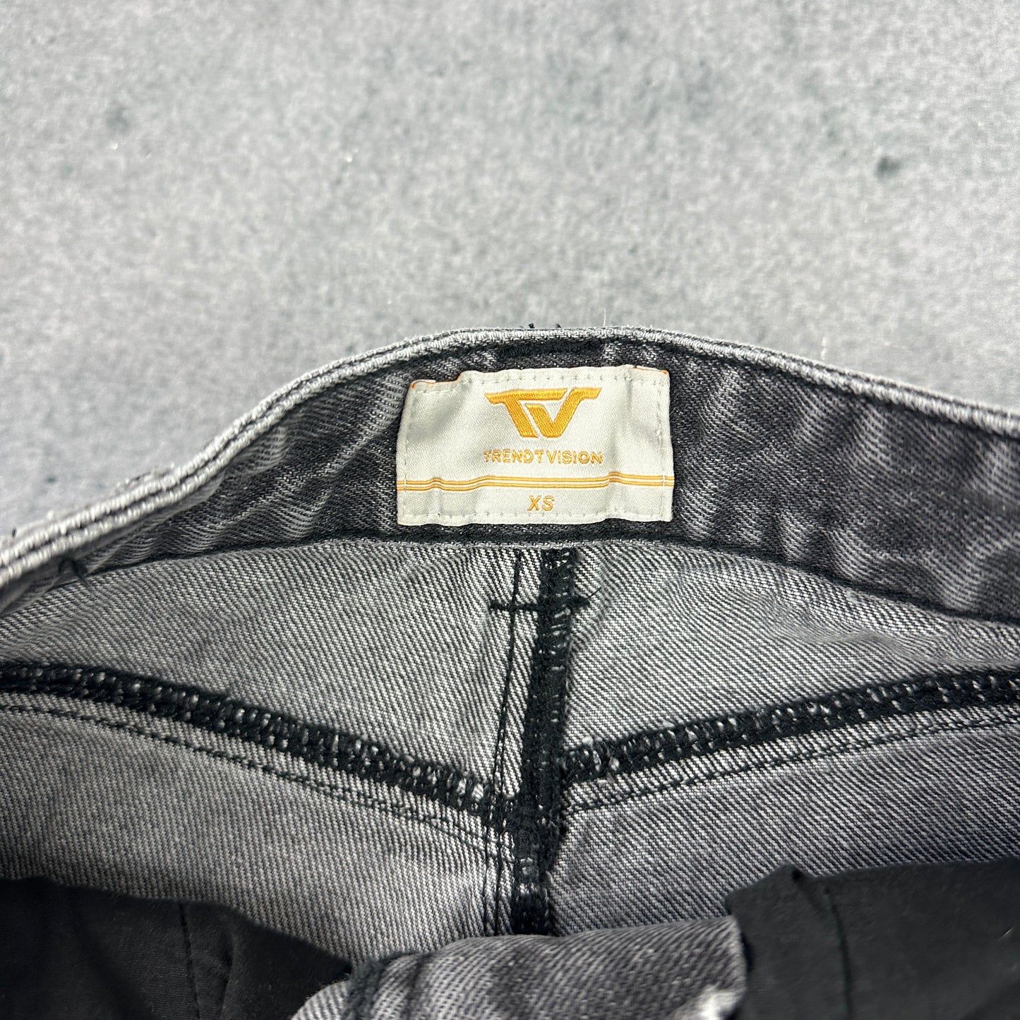 Trendt Vision Ash Black Patched Denim Jeans Grau (XS)