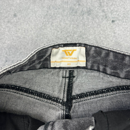 Trendt Vision Ash Black Patched Denim Jeans Grau (XS)