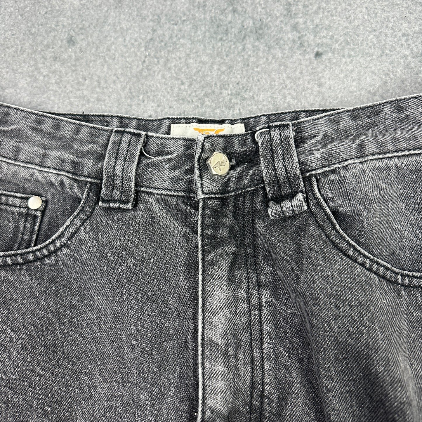 Trendt Vision Ash Black Patched Denim Jeans Grau (XS)