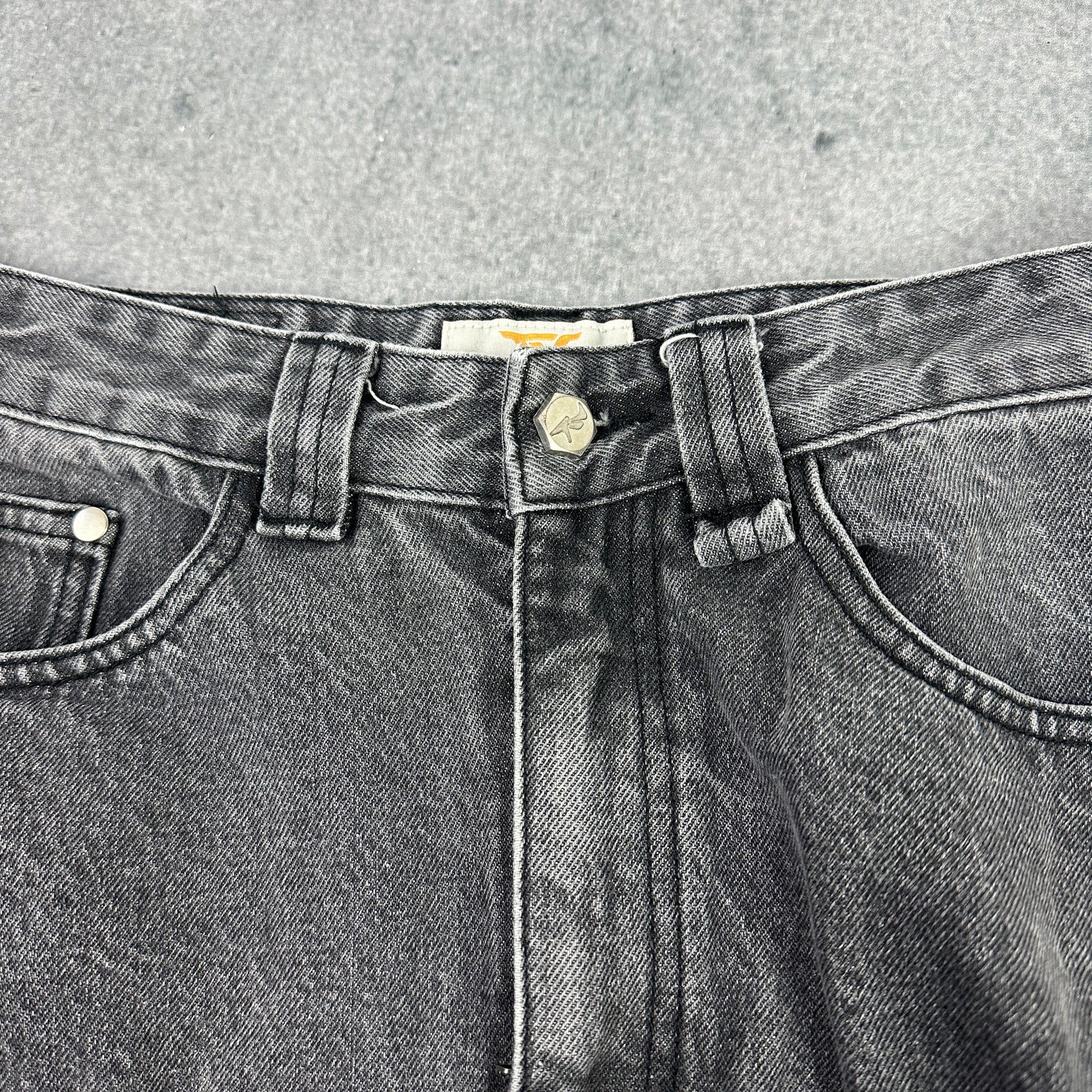 Trendt Vision Ash Black Patched Denim Jeans Grau (XS)