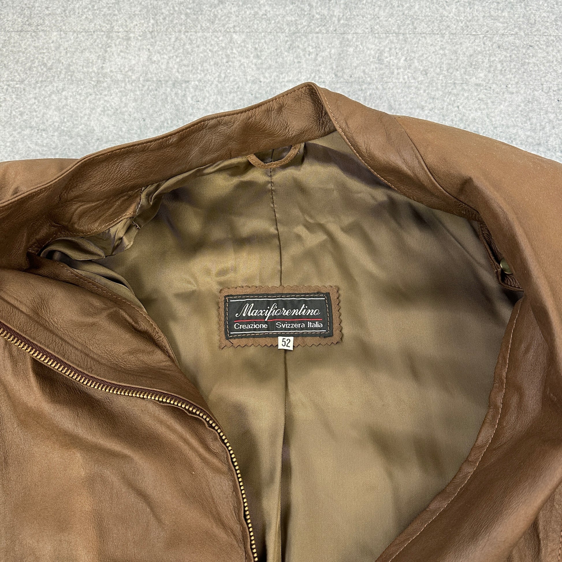 80er Jahre Maxifiorentino Lederjacke Braun (52)