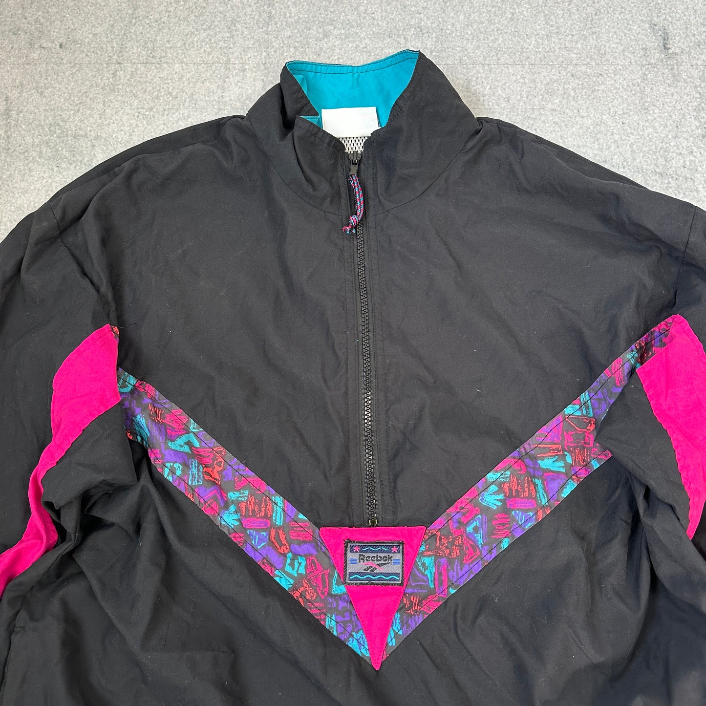 Vintage 80er Jahre Reebok Windbreaker Schwarz (L)