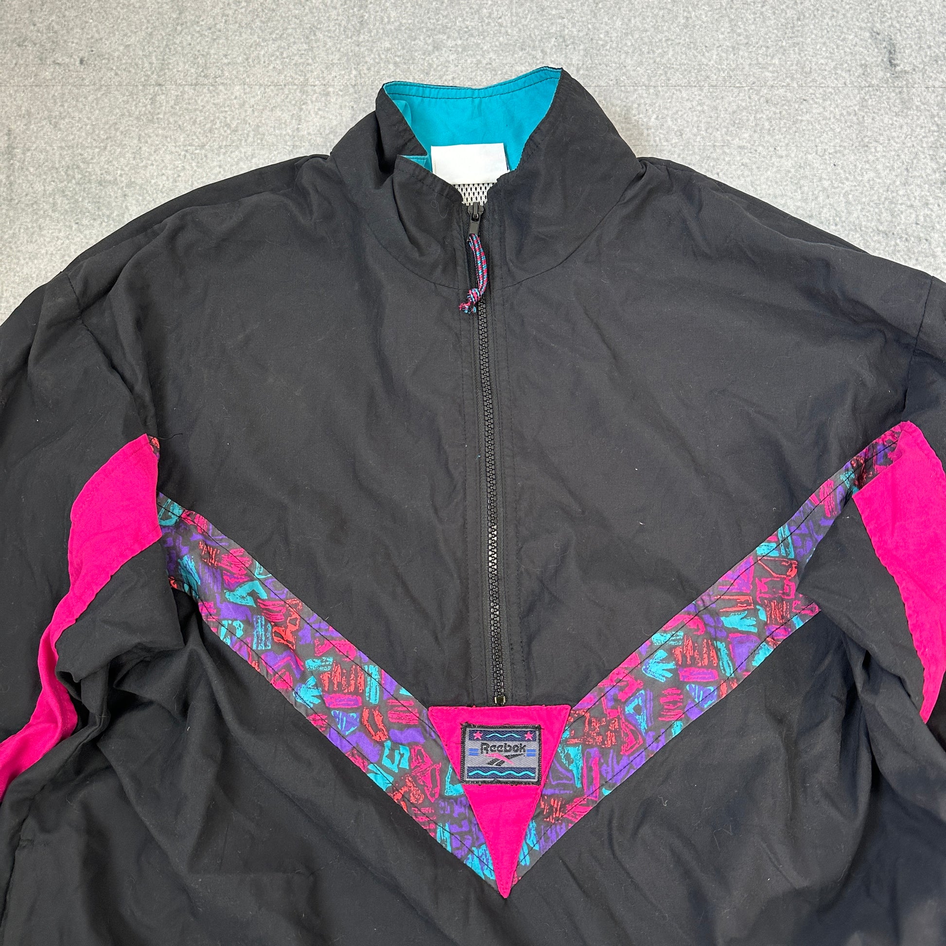 Vintage 80er Jahre Reebok Windbreaker Schwarz (L)