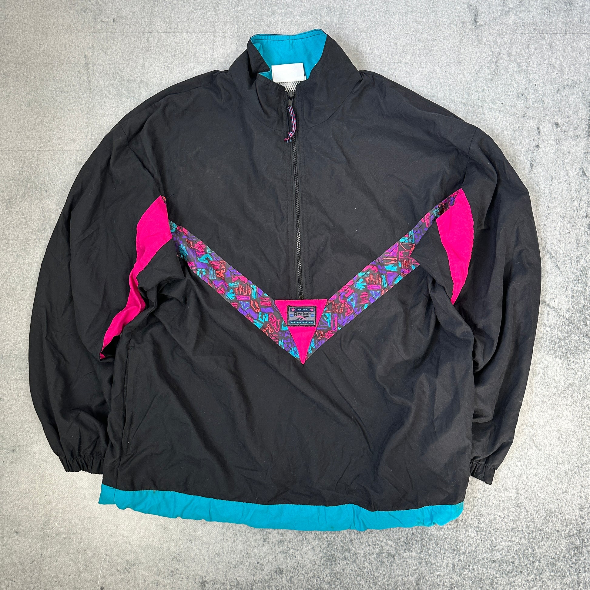 Vintage 80er Jahre Reebok Windbreaker Schwarz (L)