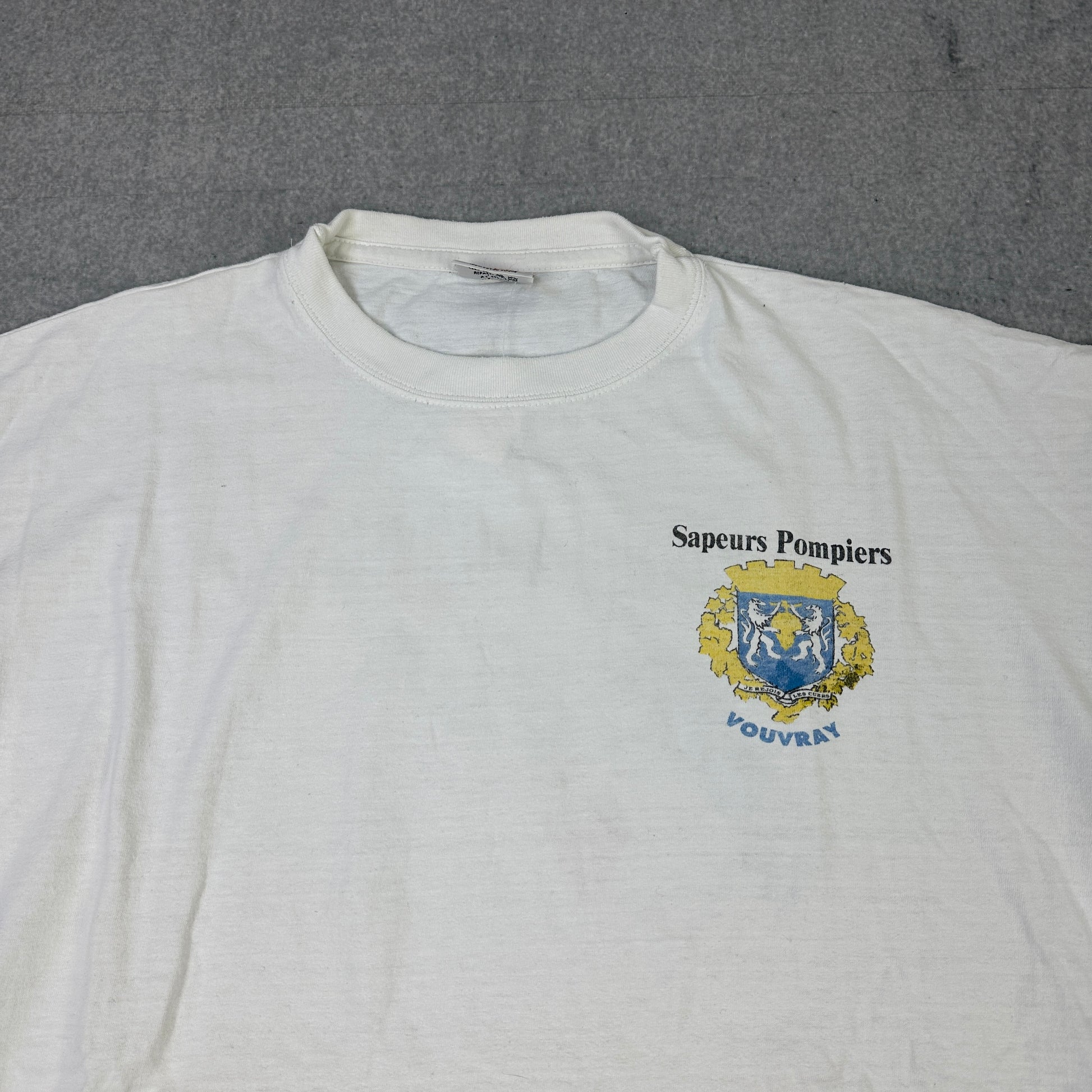 Vintage Sapeurs Pompiers T-Shirt Weiß (L-XL)