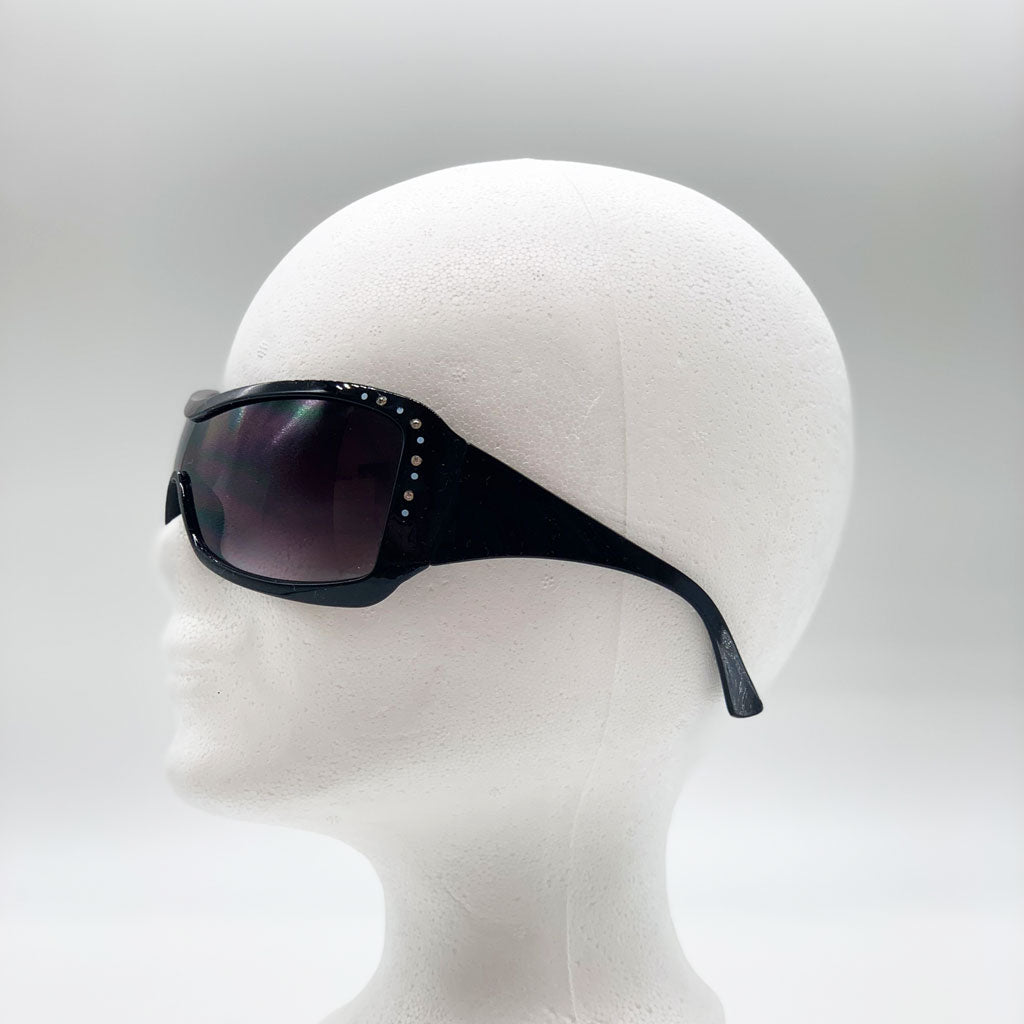 Y2K Sonnenbrille Schwarz mit Strasssteinen