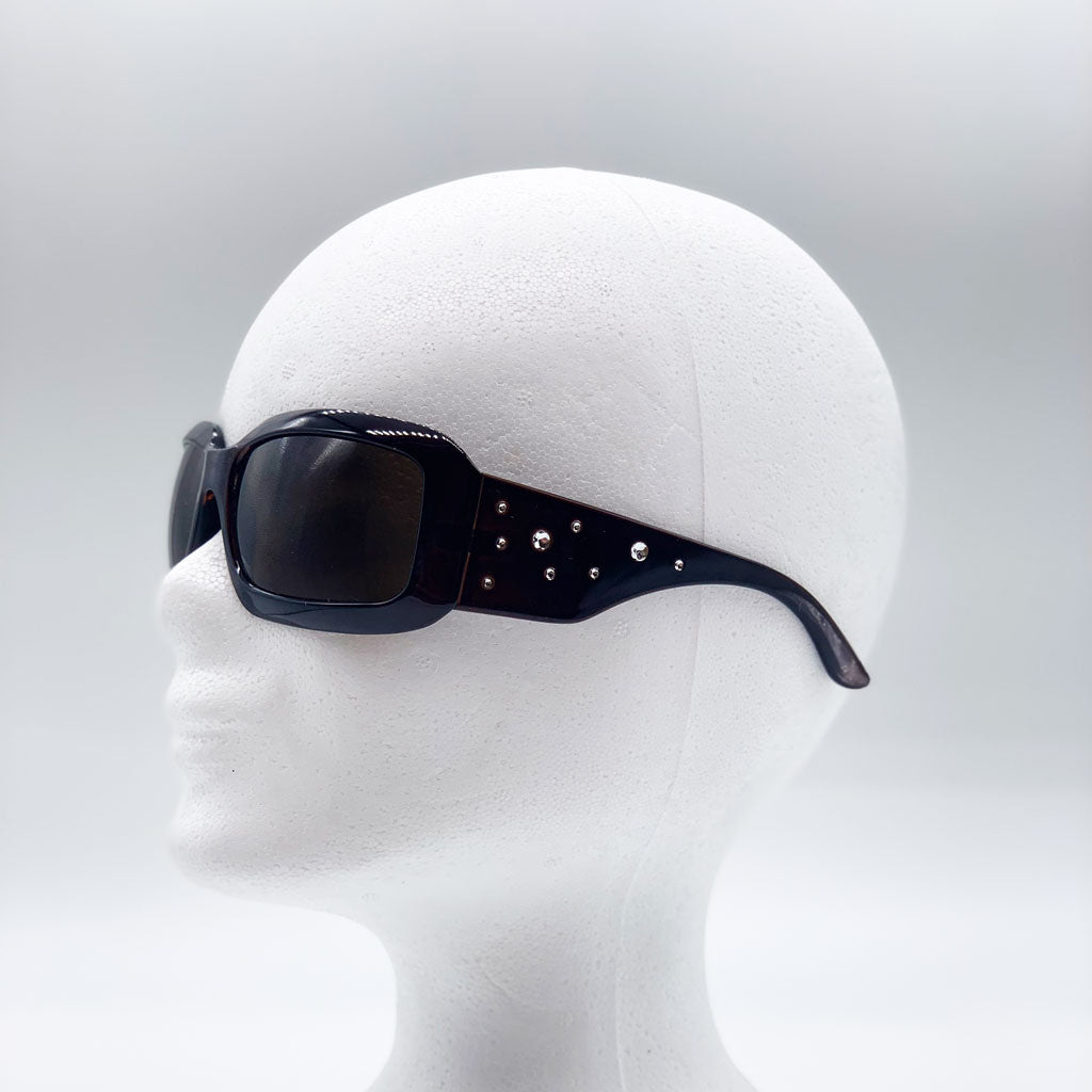 Y2K Sonnenbrille Braun mit Strasssteinen