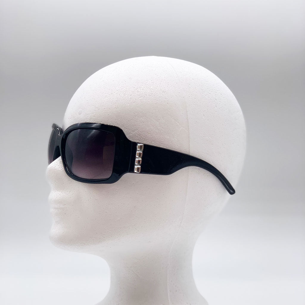Y2K Sonnenbrille Schwarz mit Strasssteinen